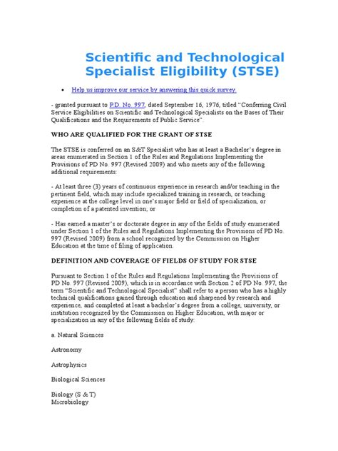 Conferring civil service eligibilities on scientific and technological .